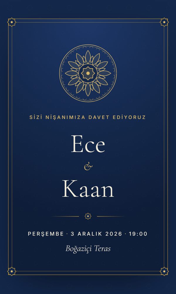Tezhip teması, gerçek davetiye görünümü