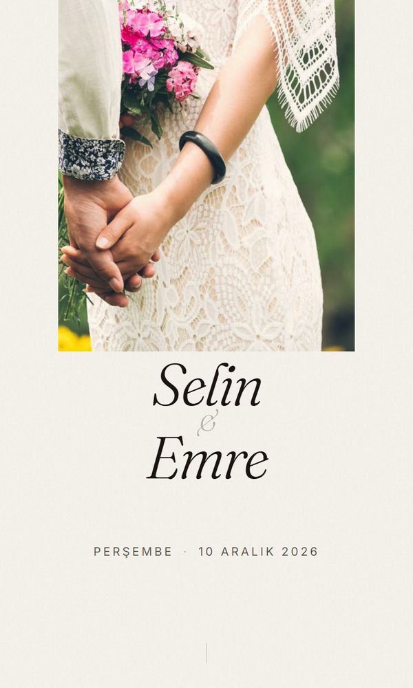 Minimal teması, gerçek davetiye görünümü