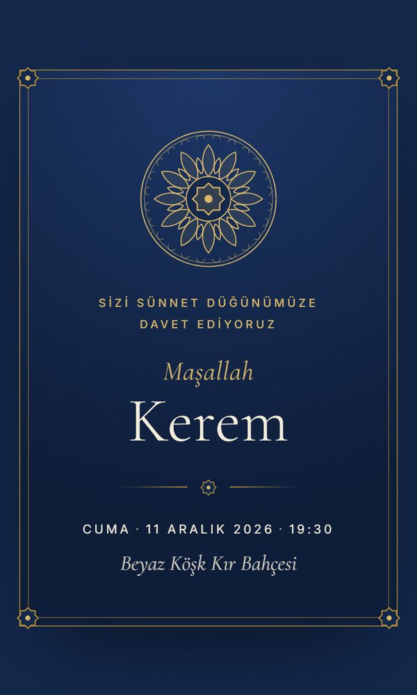 Tezhip teması, gerçek davetiye görünümü